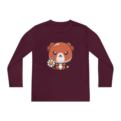 T-Shirt Cute Bear Youth Long Sleeve Competitor Tee Kids Bear Shirt Playful Tee for Boys and Girls Adorable Spring Apparel Gift