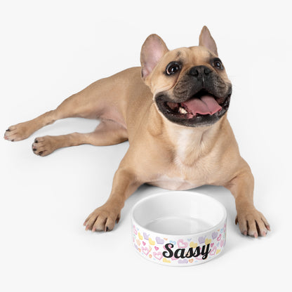 Custom Pet Feeding Bowl Personalized Pet Gift With Name Customized Bowl Dishwasher Safe Microwave Friendly Pet Dish Heart Design Custom Text