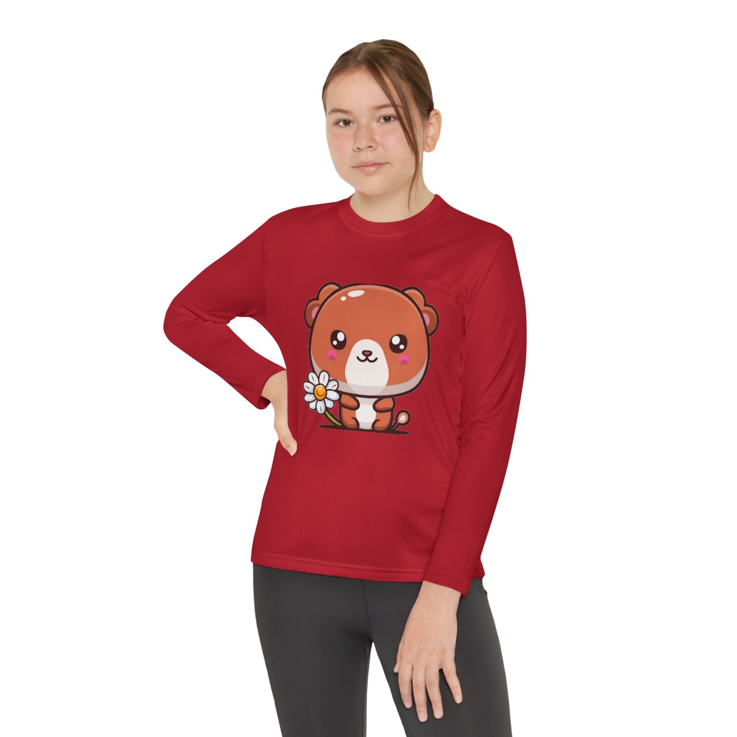 T-Shirt Cute Bear Youth Long Sleeve Competitor Tee Kids Bear Shirt Playful Tee for Boys and Girls Adorable Spring Apparel Gift