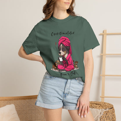 dog mom shirt, tired mama tee, overstimulated mom, mother tshirt, funny puppy shirt, puppy graphic tee, coffee lover gift, exhausted parent, dog mom gift, mama shirt, funny mom tee, puppy mom shirt...