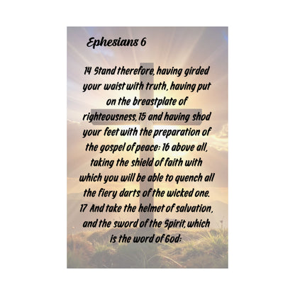 Ephesians 6 Scripture Satin Poster – Armor of God Inspirational Wall Art