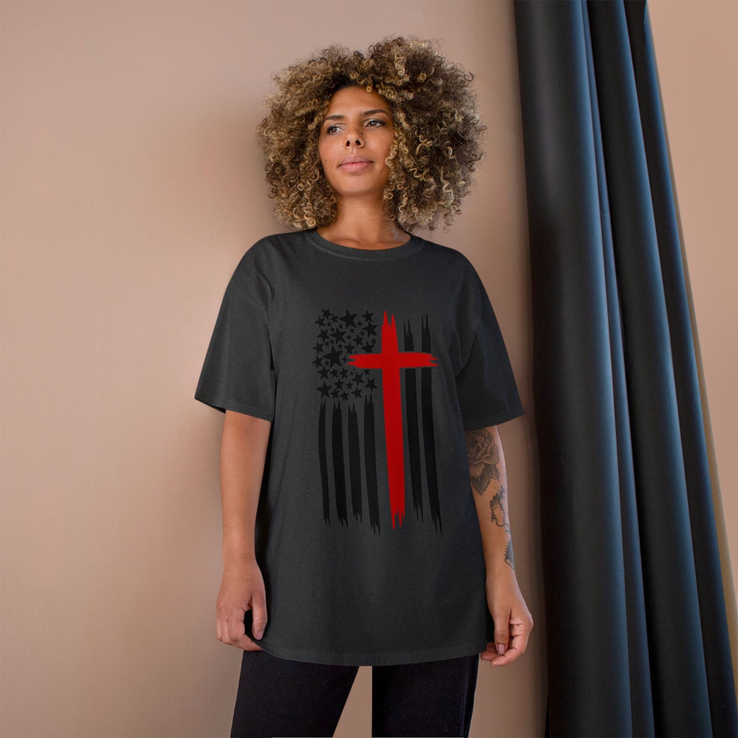 T-Shirt Christian Freedom Faith Shirt for Patriots Inspirational Tee for Veterans Christian Apparel for Independence Day USA Flag Shirt