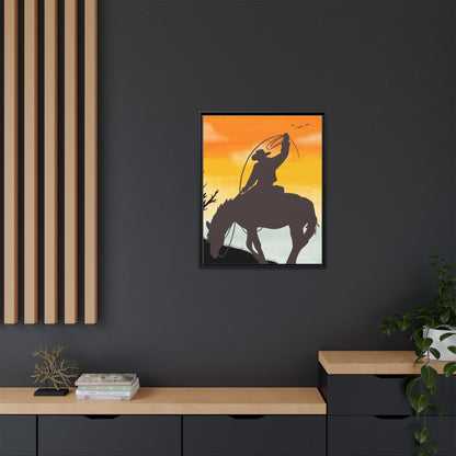 Framed Cowboy Rodeo Art Print Canvas Wall Decor Western Home Decor Rustic Cowboy Gift Equestrian Wall Art Country Themed Art Housewarming Gift