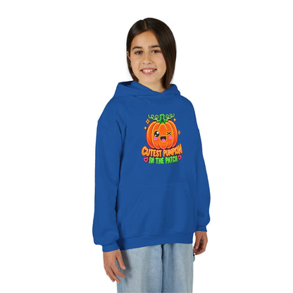 Youth Hoodie — "Cutest Pumpkin in the Patch" Cute Halloween Pumpkin Pullover