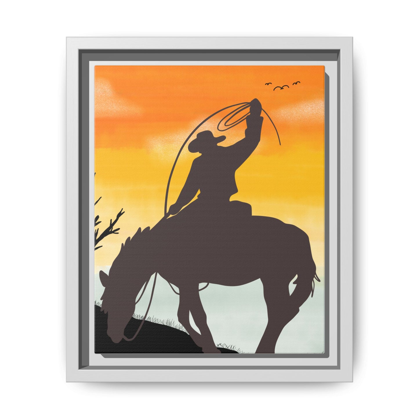 Framed Cowboy Rodeo Art Print Canvas Wall Decor Western Home Decor Rustic Cowboy Gift Equestrian Wall Art Country Themed Art Housewarming Gift