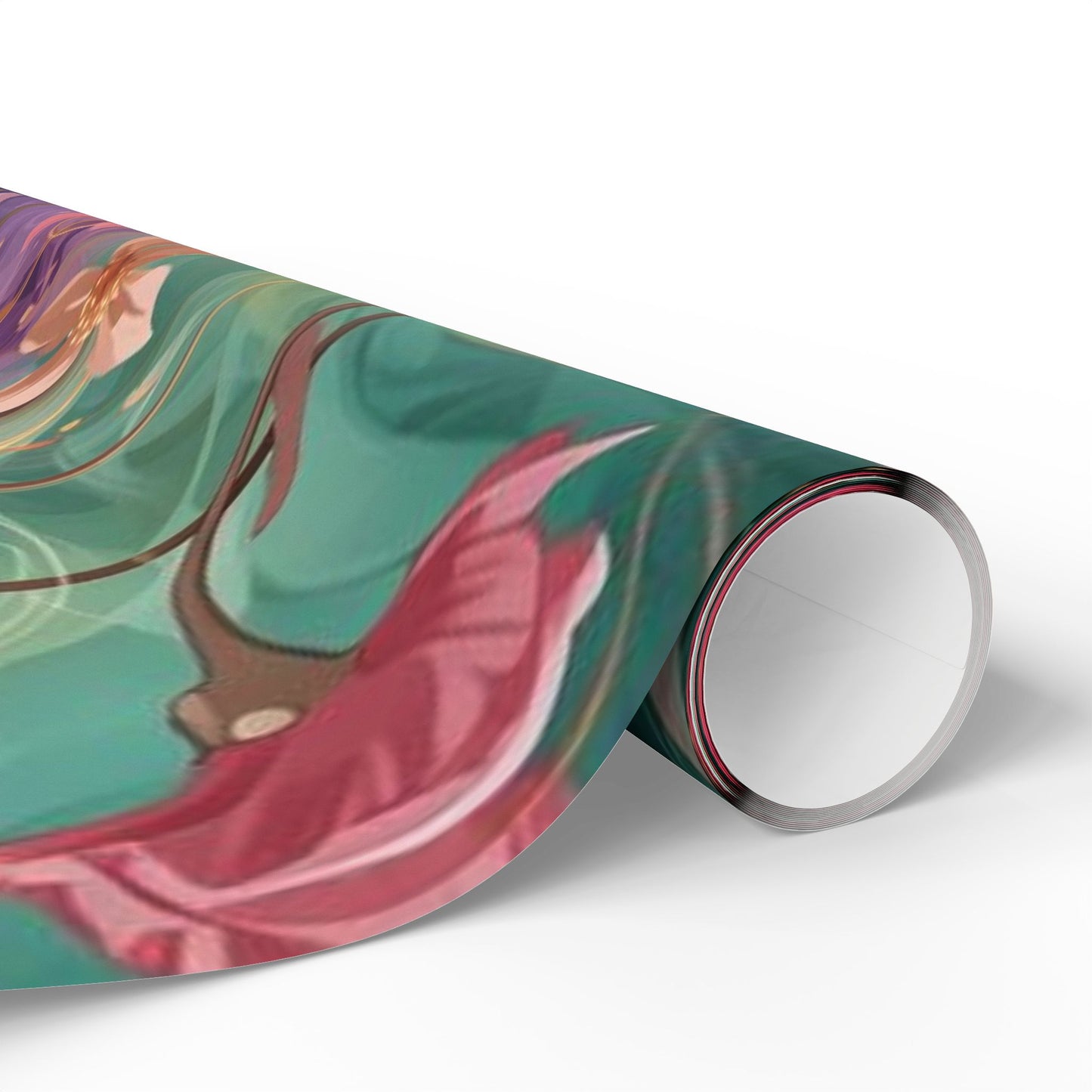 Floral Watercolor Wrapping Paper Roll — Pink Rose & Mint Gift Wrap
