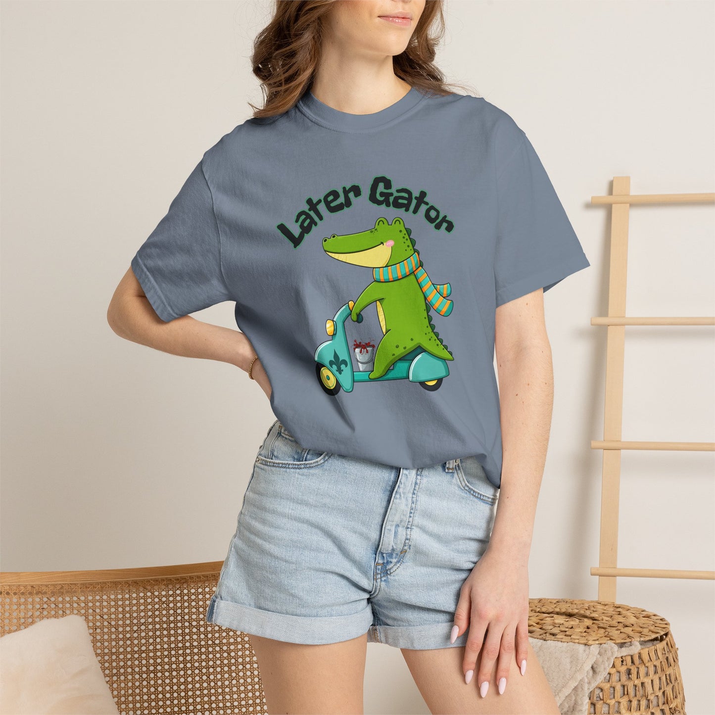 Later Gator After While Gator T-Shirt Cute Cartoon Alligator Scooter Tee Gift