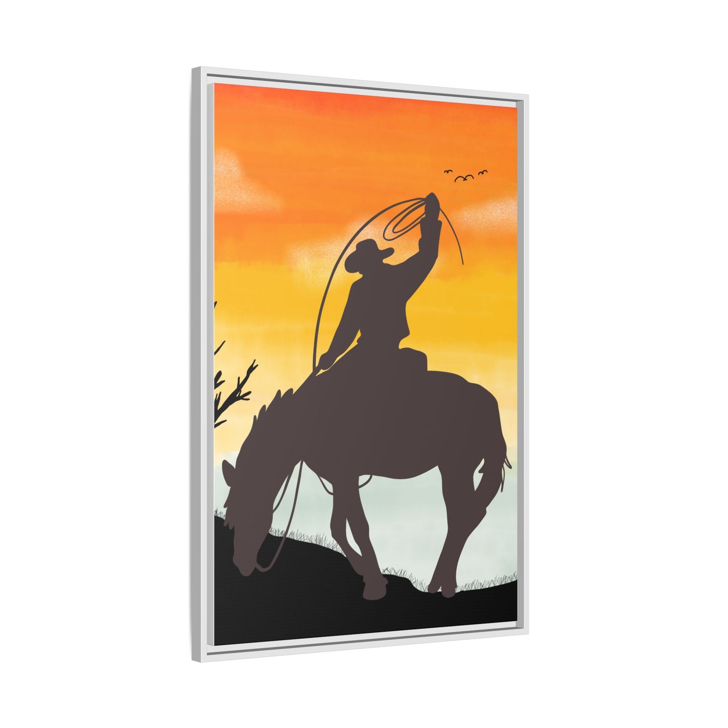 Framed Cowboy Rodeo Art Print Canvas Wall Decor Western Home Decor Rustic Cowboy Gift Equestrian Wall Art Country Themed Art Housewarming Gift
