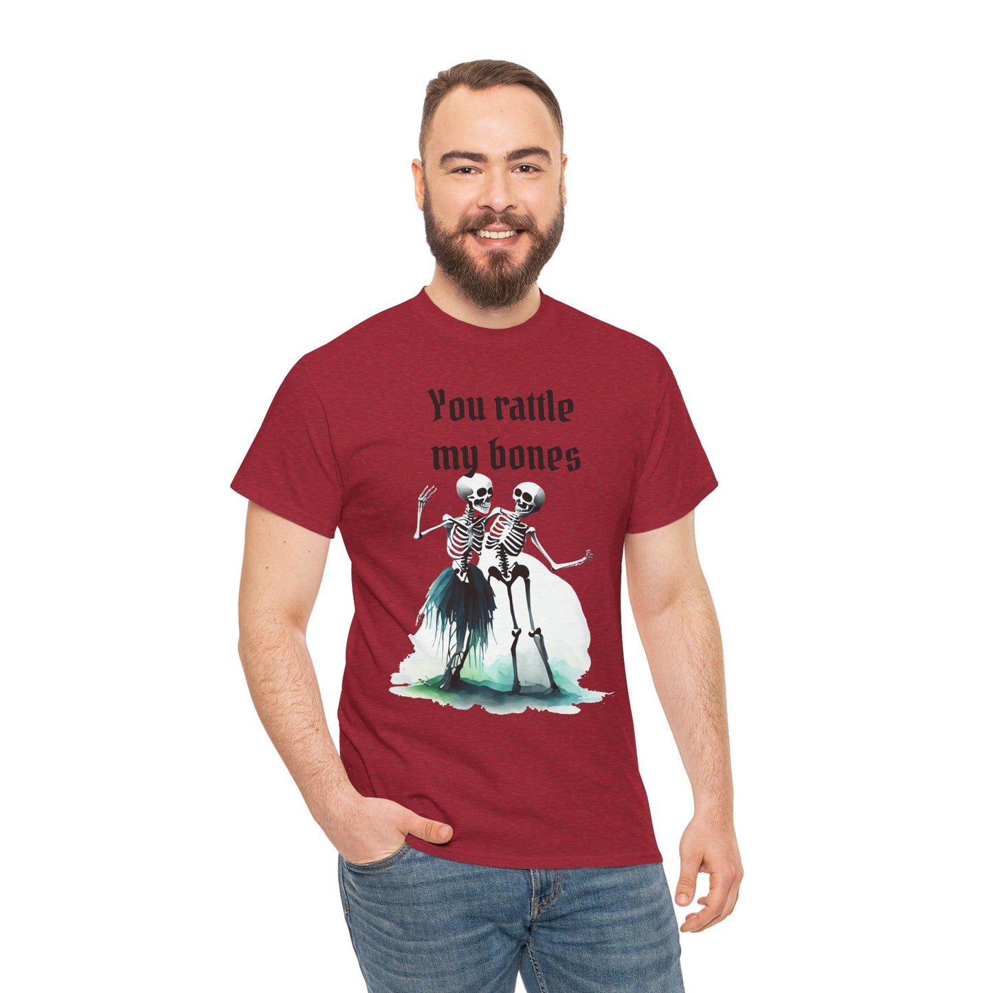 T-Shirt Skeleton Dance Tee  You Rattle My Bones Halloween Shirt Unisex Graphic Tee Cute Skeleton Costume Spooky Season Apparel