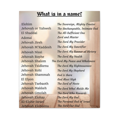 Wall Art Spiritual Print Inspirational Home Decor Religious Canvas Name of God Artwork Faith-Based Gift Idea Unique Scripture Art