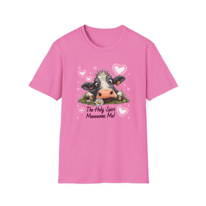 Holy Spirit T-shirt – Funny Faith-inspired Cow Design in 100% Cotton