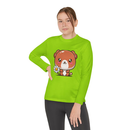 T-Shirt Cute Bear Youth Long Sleeve Competitor Tee Kids Bear Shirt Playful Tee for Boys and Girls Adorable Spring Apparel Gift