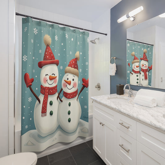 Festive Snowman Shower Curtain, Winter Decor, Holiday Bathroom Accent, Christmas Gift, Snowman Lovers Decor