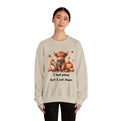 Sweatshirt Autumn Wear Funny Crewneck Pullover Fall Fashion Farm Style Cozy  Casual Outfit Highland Cow Design Print Comfort Wear Cotton Blend