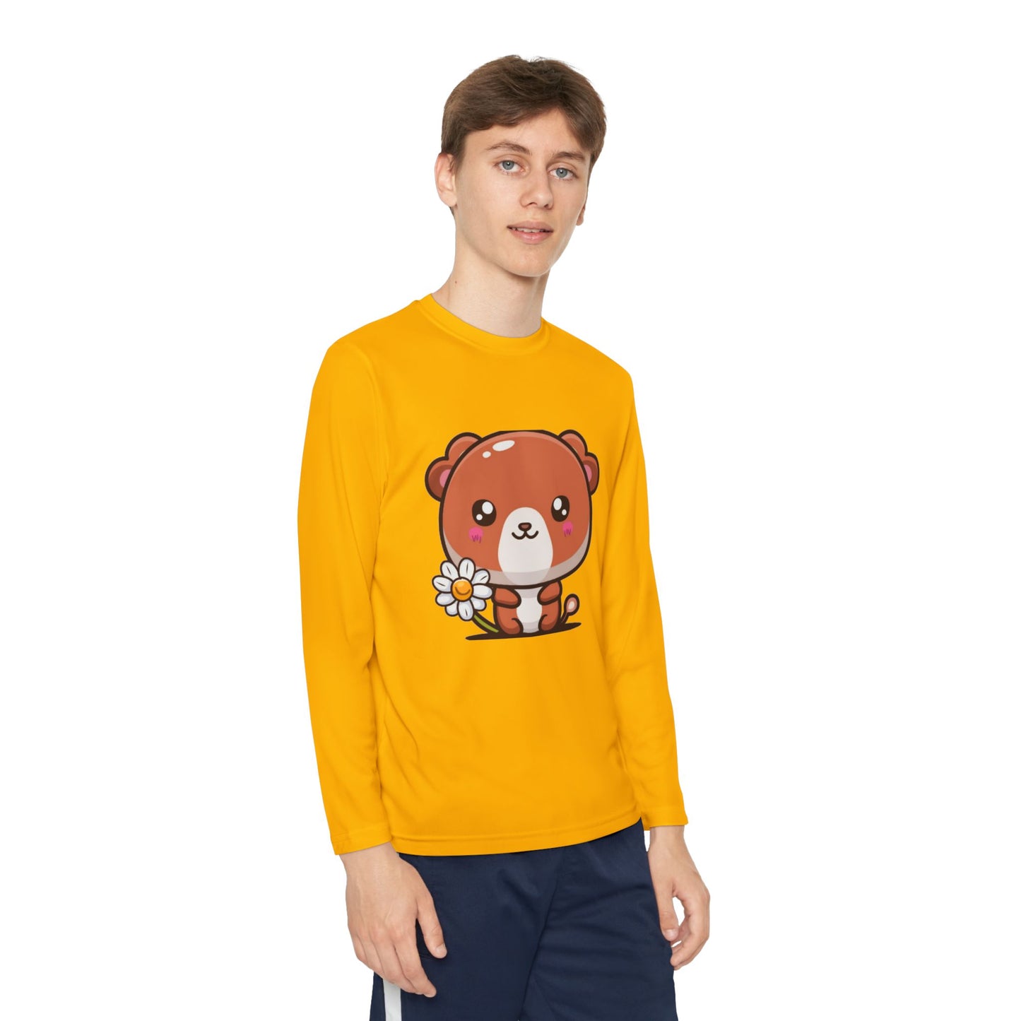 T-Shirt Cute Bear Youth Long Sleeve Competitor Tee Kids Bear Shirt Playful Tee for Boys and Girls Adorable Spring Apparel Gift