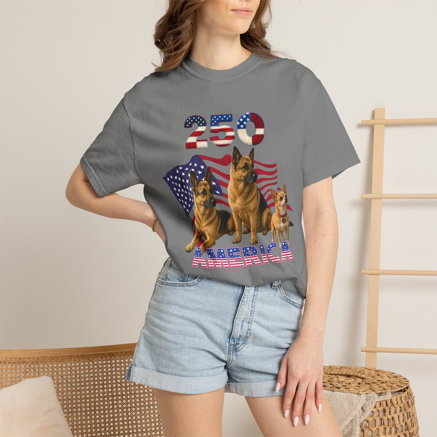 250 America German Shepherds Patriotic T-Shirt