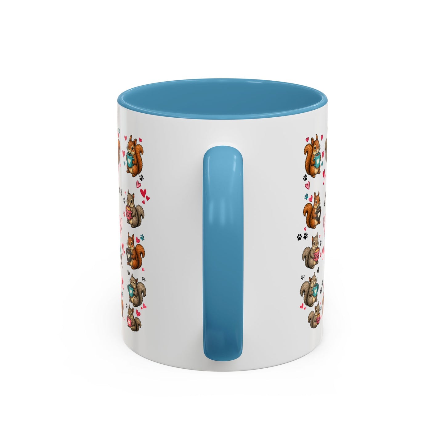 Accent Coffee Mug — "A Girl Can't Survive on Coffee Alone" Cute Squirrel Faith Mug