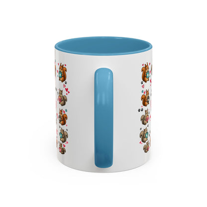 Accent Coffee Mug — "A Girl Can't Survive on Coffee Alone" Cute Squirrel Faith Mug