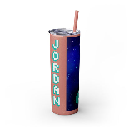 Tumbler Travel Cup Personalized Gamer Skinny Tumbler with Straw - 20oz - Cool Space Design