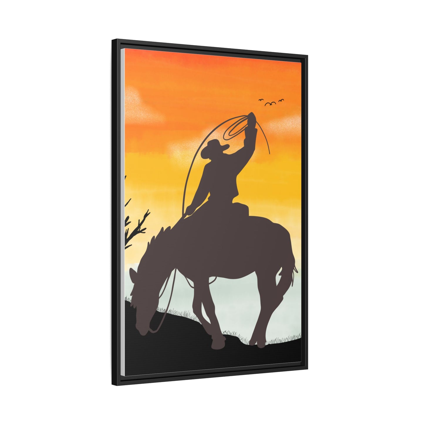 Framed Cowboy Rodeo Art Print Canvas Wall Decor Western Home Decor Rustic Cowboy Gift Equestrian Wall Art Country Themed Art Housewarming Gift