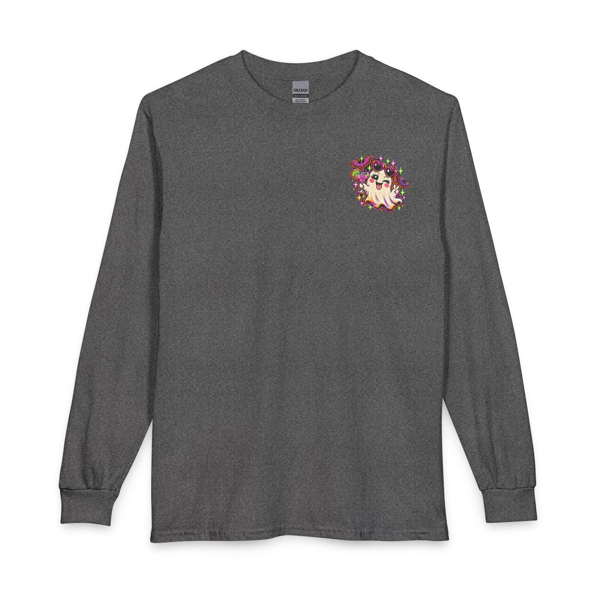 Halloween Long Sleeve Tee — "Just Here for the Boos" Ghost Party Shirt