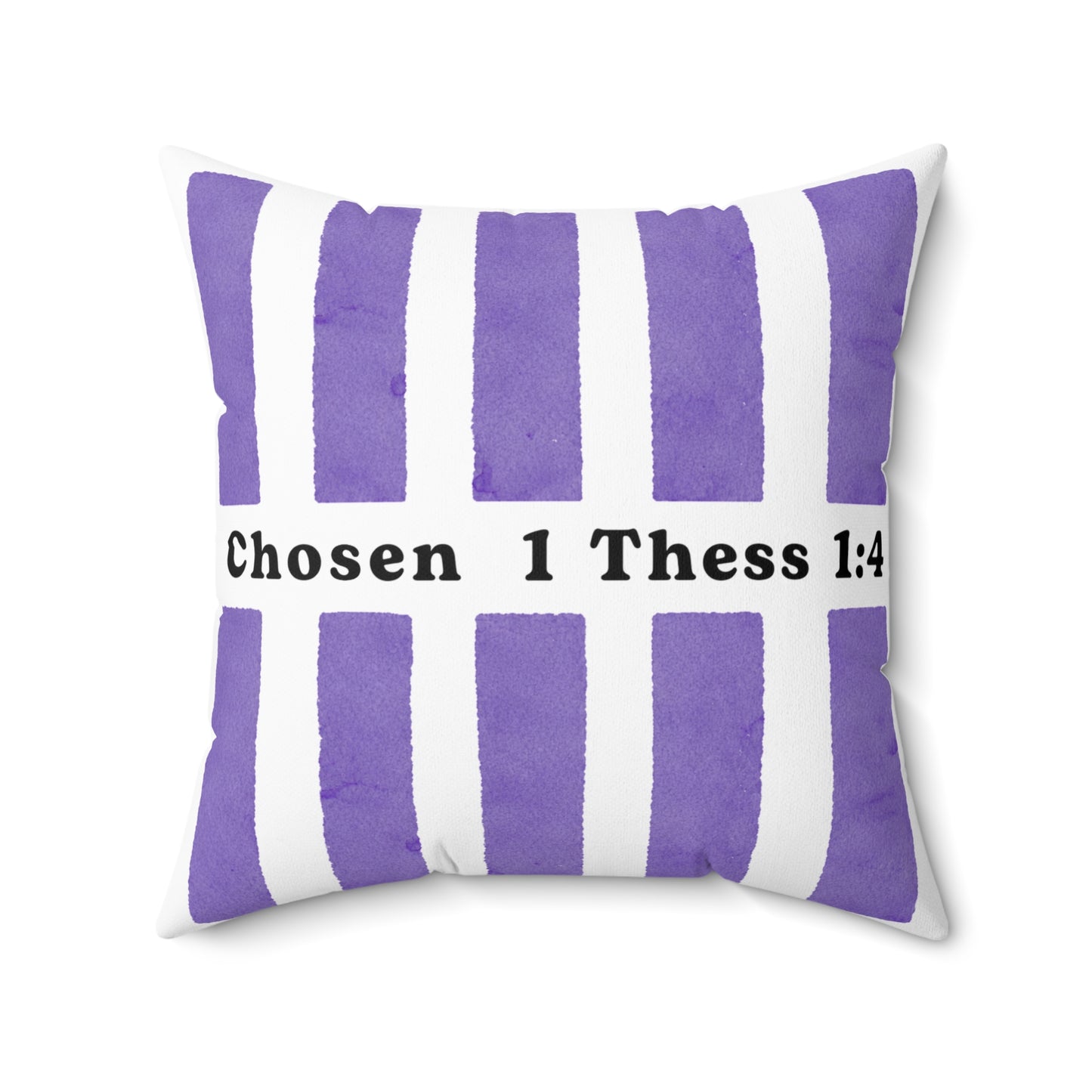 Chosen 1 Thess 1:4 Decorative Throw Pillow — Purple Striped Faith Accent