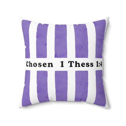 Chosen 1 Thess 1:4 Decorative Throw Pillow — Purple Striped Faith Accent