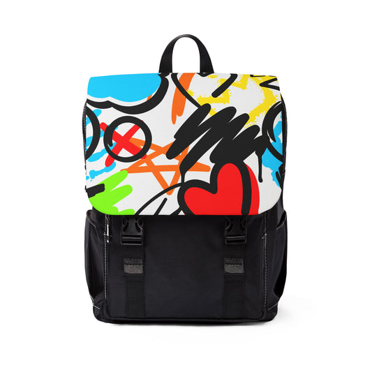 Backpack Colorful Urban Shoulder Bag Back to School Bag Gift Graffiti Heart Casual