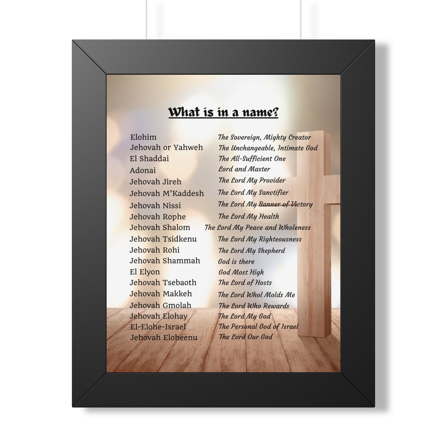 Framed Name Poster Inspirational Wall Art Spiritual Gift Home Decor Unique Name Meaning Print Personalized Artwork Christian