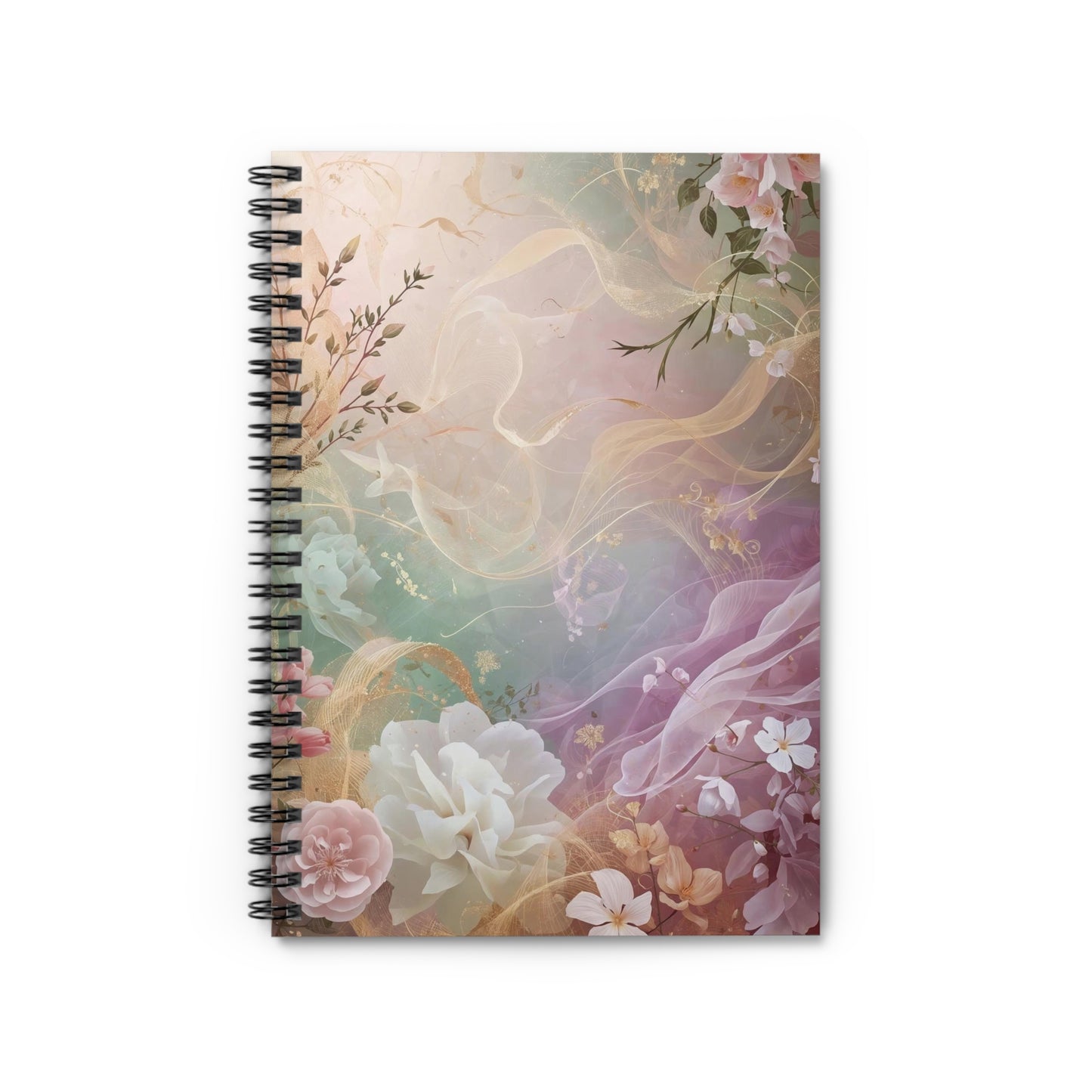 Floral Dream Spiral Notebook Ruled Lined Journal with Pastel Watercolor Cover