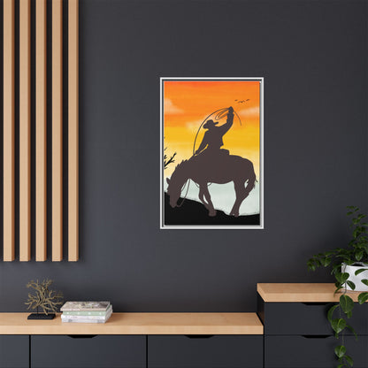 Framed Cowboy Rodeo Art Print Canvas Wall Decor Western Home Decor Rustic Cowboy Gift Equestrian Wall Art Country Themed Art Housewarming Gift