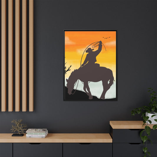Framed Cowboy Rodeo Art Print Canvas Wall Decor Western Home Decor Rustic Cowboy Gift Equestrian Wall Art Country Themed Art Housewarming Gift