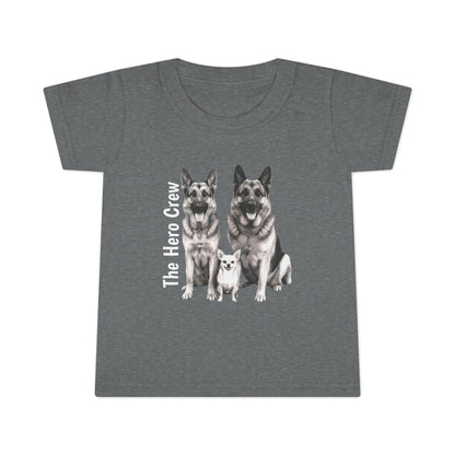 Toddler T-Shirt "The Hero Crew" German Shepherd & Pup Graphic