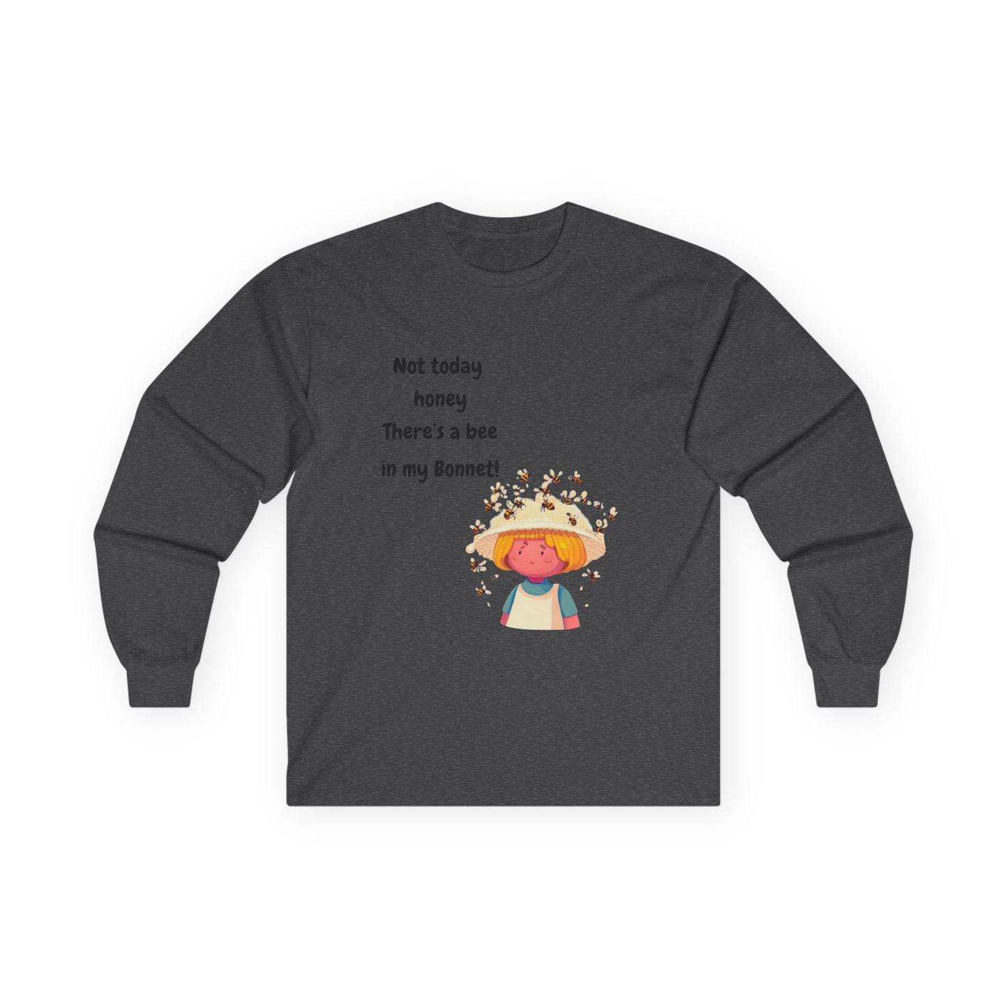 T-Shirt Unisex Long Sleeve Tee with Funny Bee Design Casual Wear Gift for Her Birthday, Summer Outfit Humorous Shirt