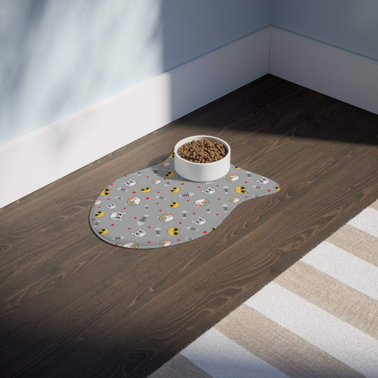 Pet Feeding Mat Cute Cat & Dog Feeding Mat Gift Adorable Pet Dish Mat for Mealtime
