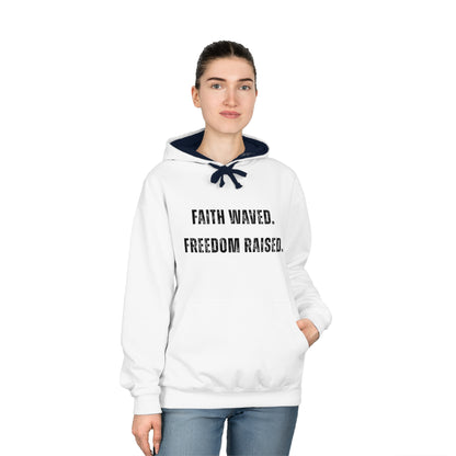 Sweatshirt Faith-Inspired Unisex Varsity Hoodie Freedom Raised Spiritual Gift Casual Wear Godly Apparel Patriotic Sweatshirt