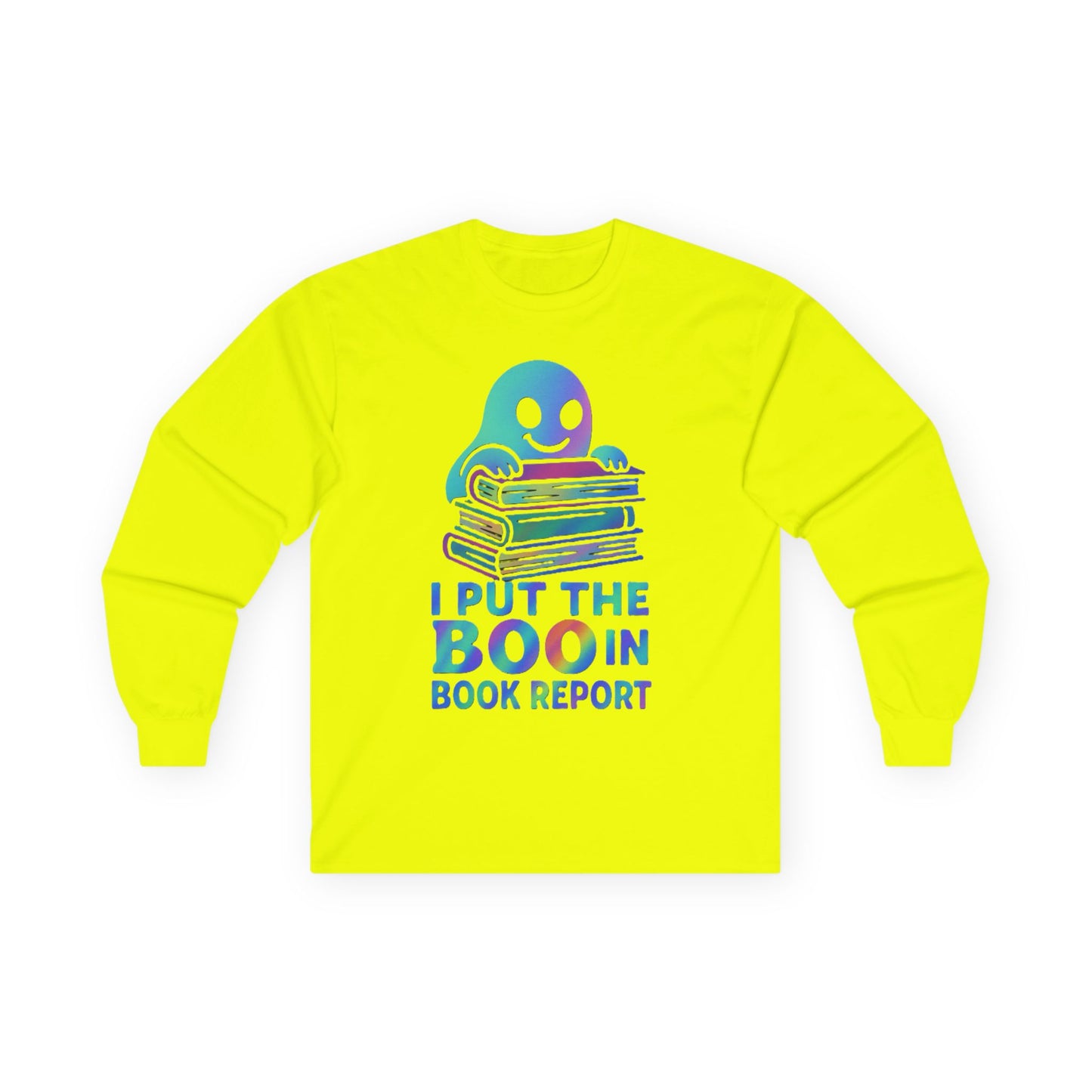 T-Shirt Whimsical Long Sleeve Tee for Book Lovers Halloween Shirt Cozy All-Seasons Top Fun Gift for Readers Book Report Humor Teacher Gift