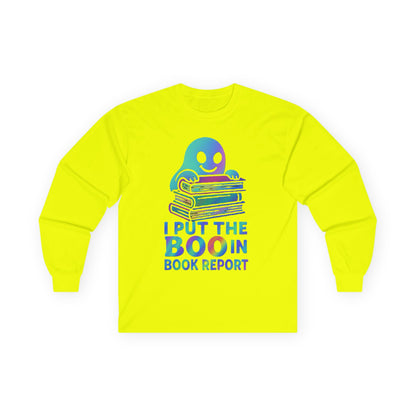 T-Shirt Whimsical Long Sleeve Tee for Book Lovers Halloween Shirt Cozy All-Seasons Top Fun Gift for Readers Book Report Humor Teacher Gift