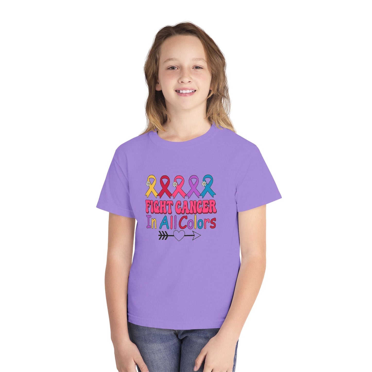 Youth Tee — "Fight Cancer In All Colors" Ribbon Awareness Shirt