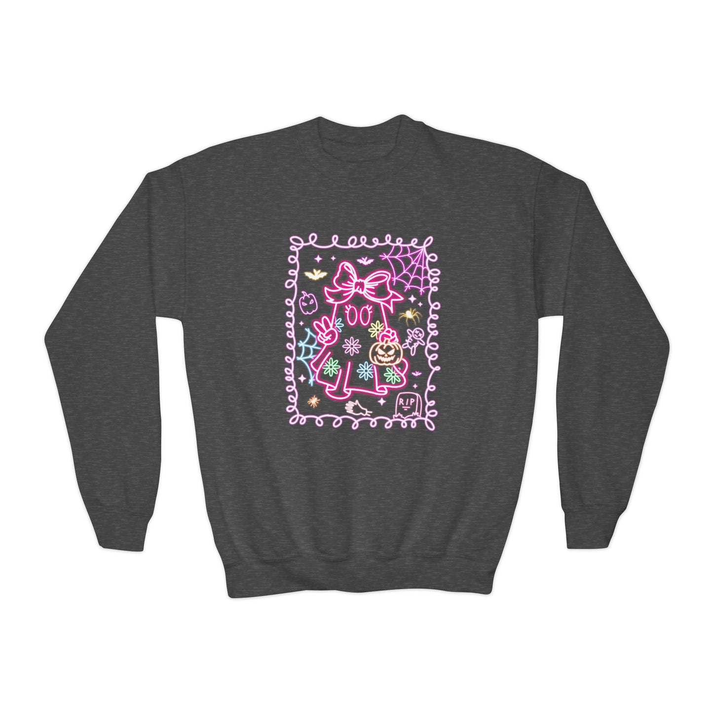 Sweatshirt Youth Crewneck Sweatshirt Cute Pastel Floral Design Cozy Gift for Kids Perfect for Birthdays Spring and Everyday Wear