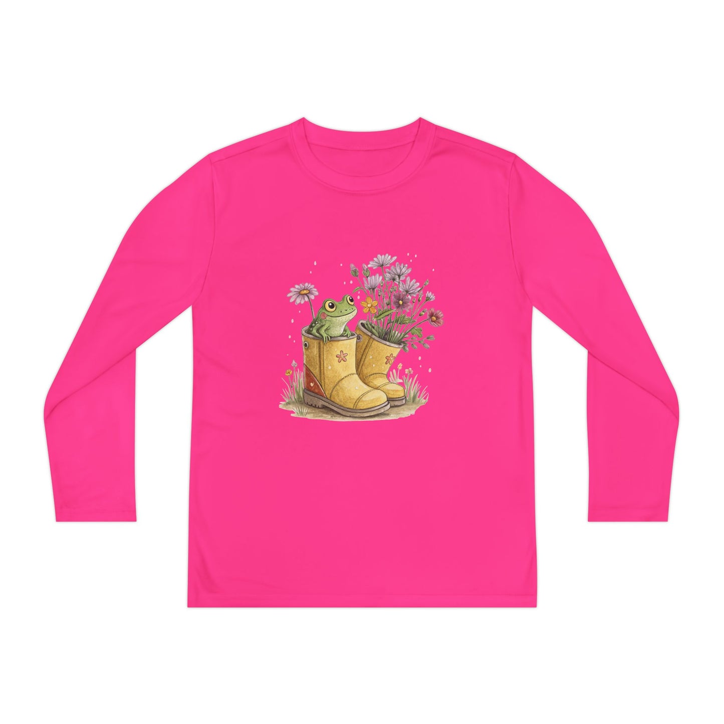 Youth Long Sleeve Tee — Froggy Garden Boots Illustration