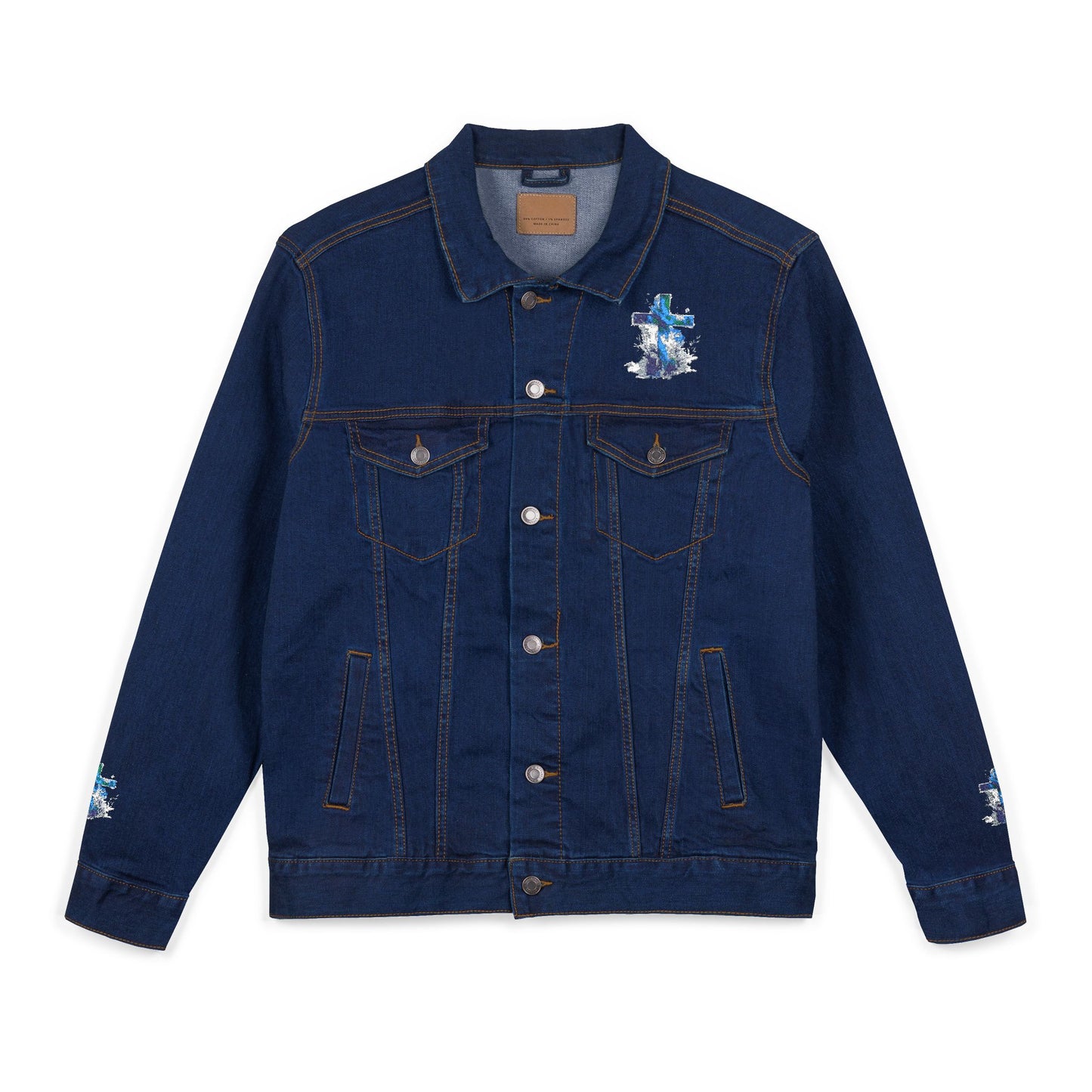 Denim Jacket Embroidered Unisex Denim Jacket Boho Style Jacket Denim Outerwear for Him Casual Jacket Unique Gift for Her