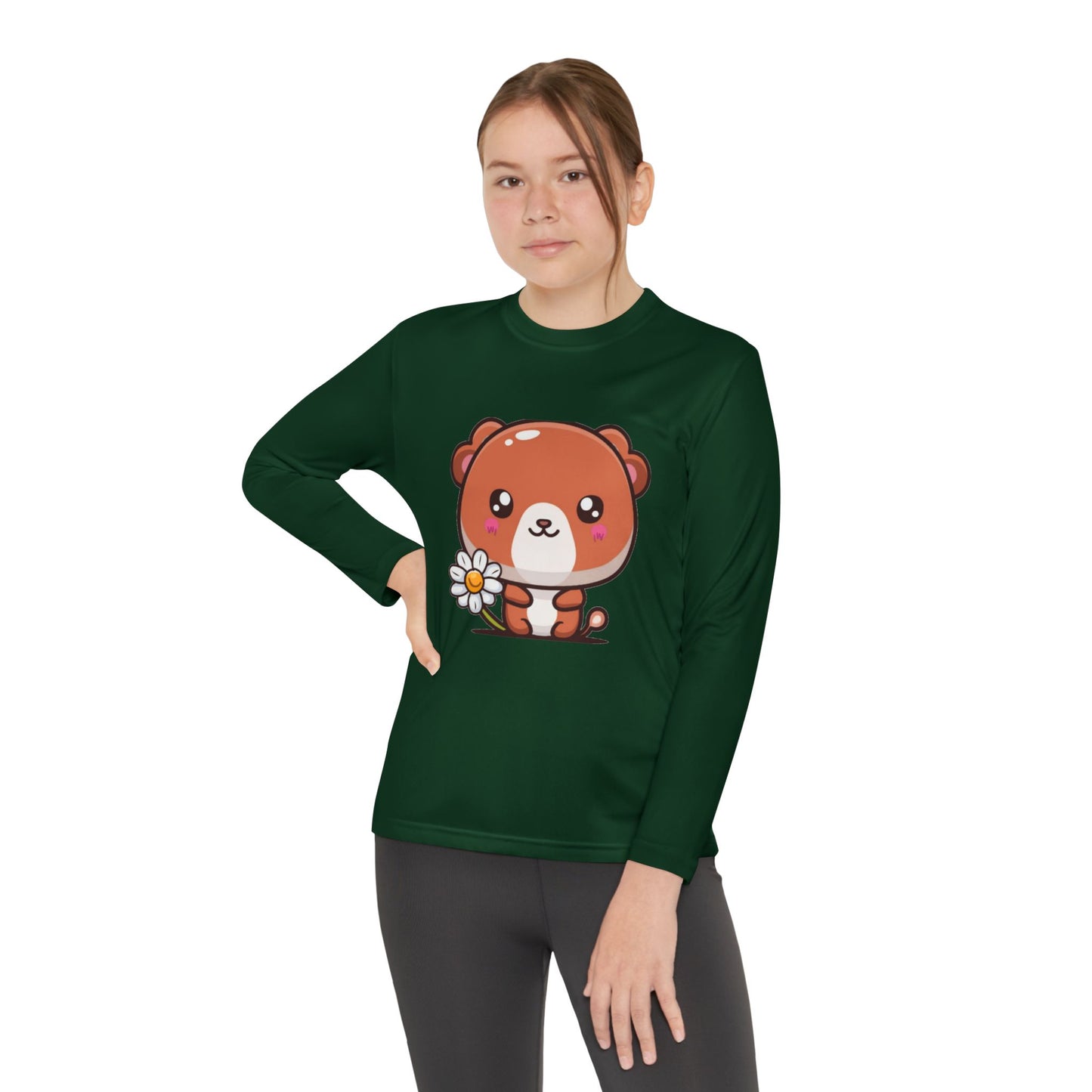 T-Shirt Cute Bear Youth Long Sleeve Competitor Tee Kids Bear Shirt Playful Tee for Boys and Girls Adorable Spring Apparel Gift