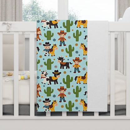Baby Blanket Adorable Cowboy Themed Perfect for Nursery Baby Shower Gift Infant Comfort Playtime Accessory Unique Blend of Fun