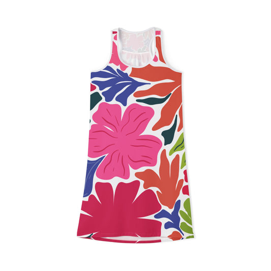 Dress Tropical Floral Racerback Dress Vacation Outfit Summer Style Beachwear Dress Floral Print Dress Spring Apparel Travel Essentials
