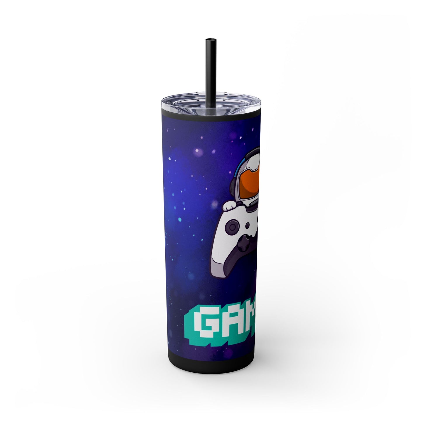 Tumbler Travel Cup Personalized Gamer Skinny Tumbler with Straw - 20oz - Cool Space Design