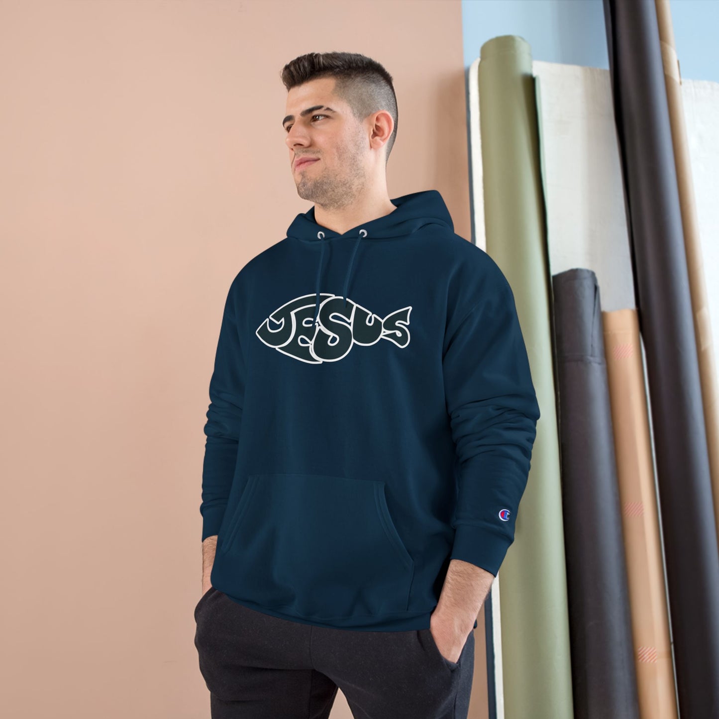 Faith-Inspired Champion Hoodie, Religious Apparel, Christian Gift, Hoodie with Jesus Design, Casual Wear, Spiritual Comfort