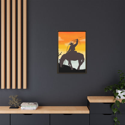 Framed Cowboy Rodeo Art Print Canvas Wall Decor Western Home Decor Rustic Cowboy Gift Equestrian Wall Art Country Themed Art Housewarming Gift