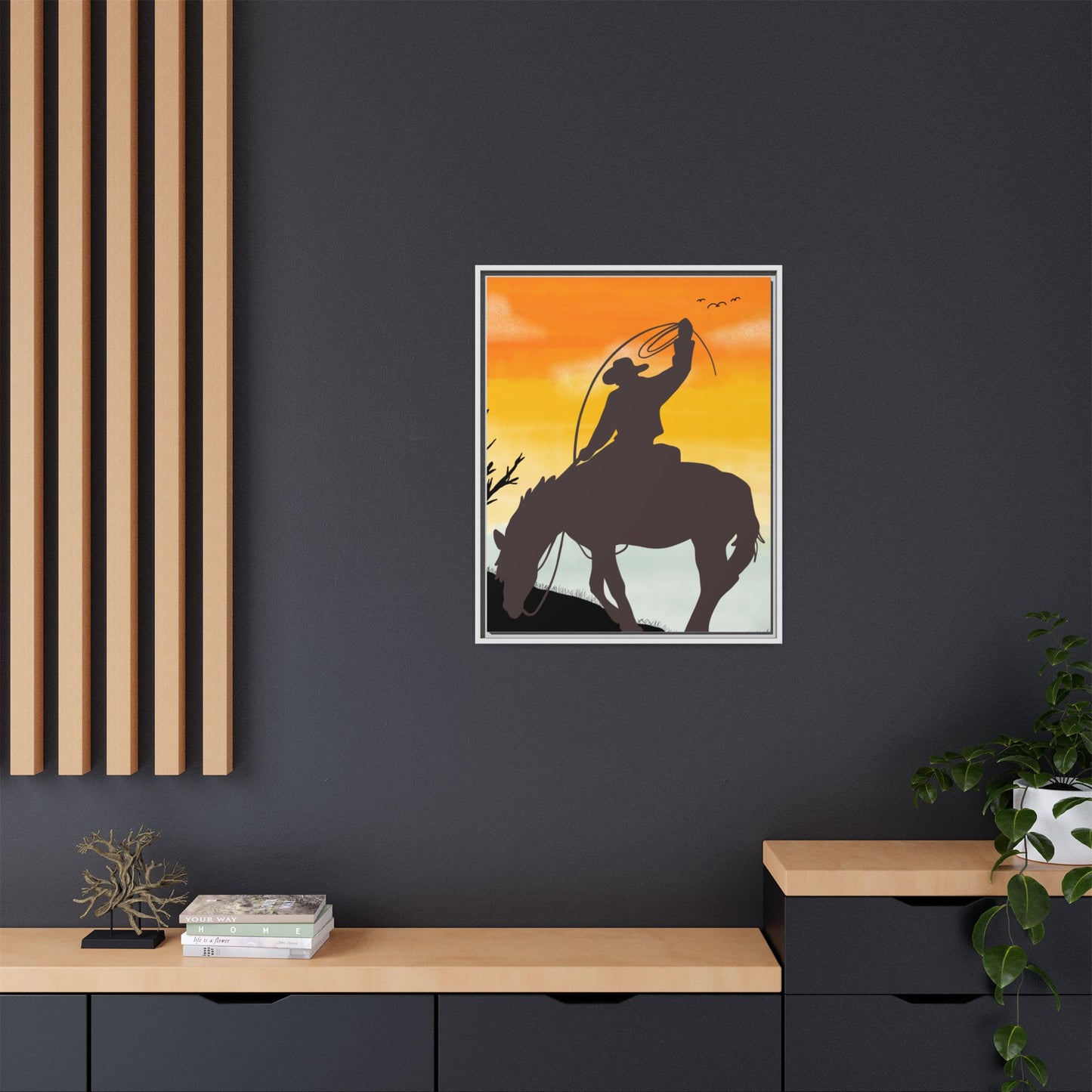 Framed Cowboy Rodeo Art Print Canvas Wall Decor Western Home Decor Rustic Cowboy Gift Equestrian Wall Art Country Themed Art Housewarming Gift
