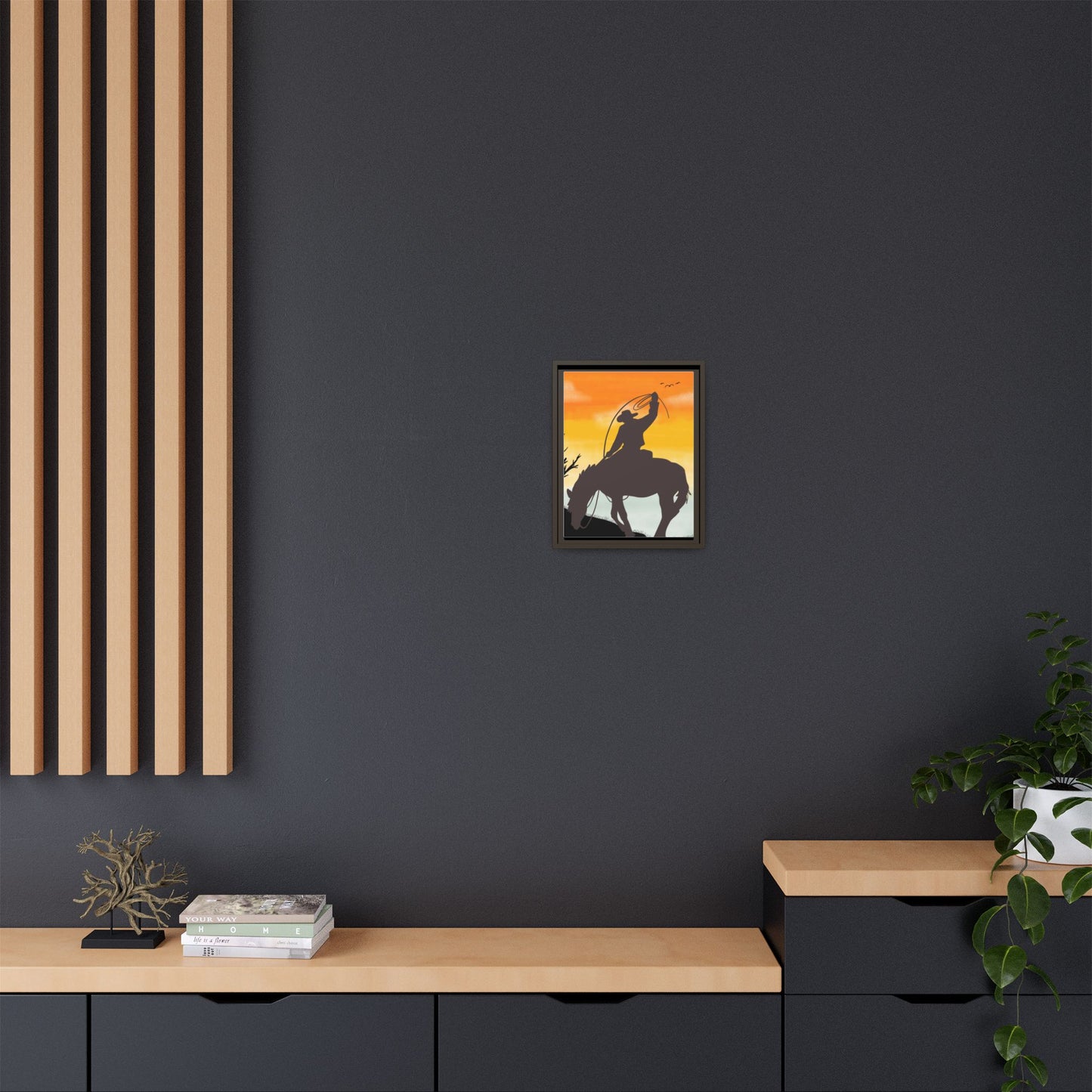 Framed Cowboy Rodeo Art Print Canvas Wall Decor Western Home Decor Rustic Cowboy Gift Equestrian Wall Art Country Themed Art Housewarming Gift